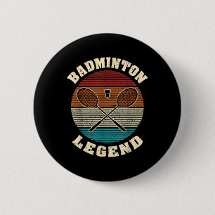 Macaron Rond 5 Cm Cool Retro Crossing Raquettes Badminton Légende Ba
