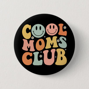 Macaron Rond 5 Cm Cool rétro Moms Club Maman Smile Happy Face Mères