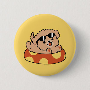 Macaron Rond 5 Cm Cool Summer Chien Flottant - Jolie Puppy Pool Part