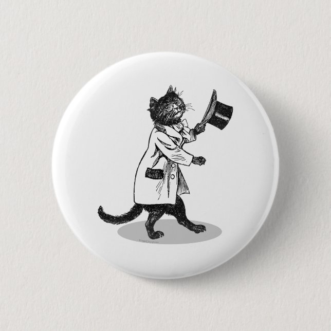 Macaron Rond 5 Cm Cool Top Hat Chat (Devant)