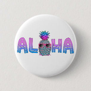 Macaron Rond 5 Cm Cool tropical Aloha Pineapple
