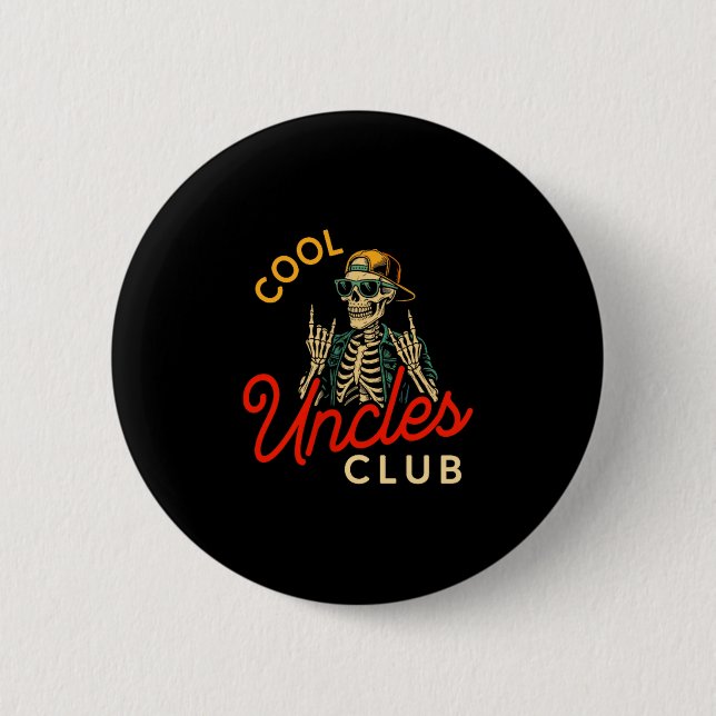 Macaron Rond 5 Cm Cool Uncles Club Shirt Funny Skeleton Retro Uncle  (Devant)