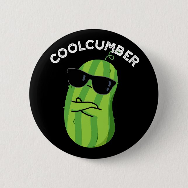 Macaron Rond 5 Cm Coolcumber Funny Veggie Cucumber Pun Dark BG (Devant)