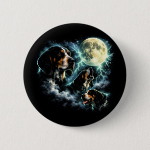 Macaron Rond 5 Cm Coonhound hurle sous la lune T-shirt rustique de c