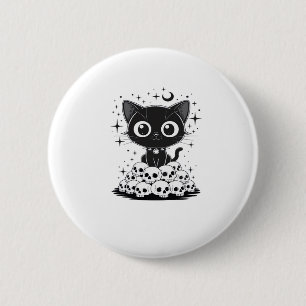 Macaron Rond 5 Cm Copie de crânes de chat Déplaisant mignon Kitty Go