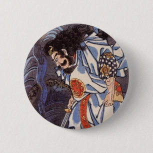 Macaron Rond 5 Cm Copie vintage de Japonais de dragon de samouraïs