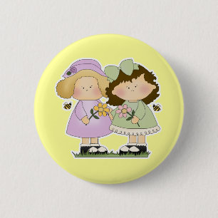 Macaron Rond 5 Cm Copines Fleurs Filles