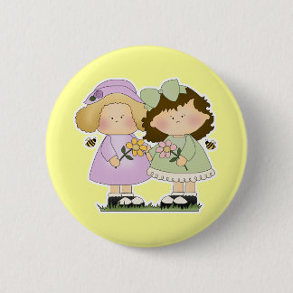 Macaron Rond 5 Cm Copines Fleurs Filles