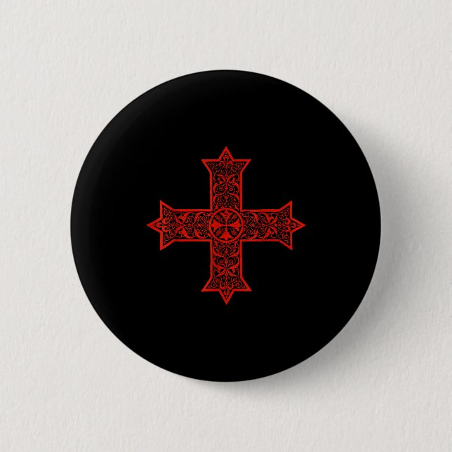 Macaron Rond 5 Cm Coptic Cross Coptic Orthodox Church Eastern Christ (Devant)
