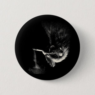 Macaron Rond 5 Cm Coq Cool Fumant Une Cigarette Graphique D'art _1 
