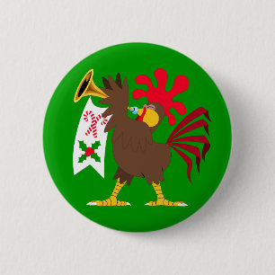 Macaron Rond 5 Cm Coq de Noël