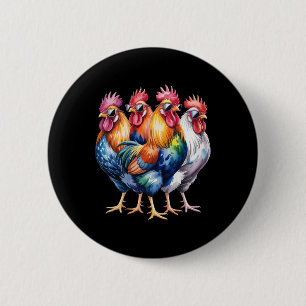 Macaron Rond 5 Cm Coqs Cool Avec Des Lunettes De Soleil Ferme De Pou