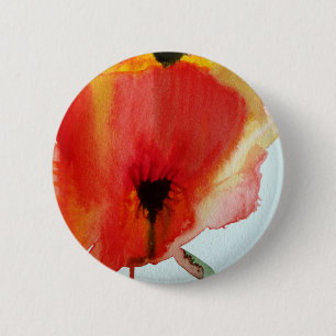 Macaron Rond 5 Cm Coquelicots aquarelle moderne art floral