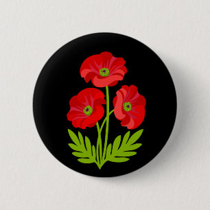 Macaron Rond 5 Cm Coquelicots rouges pour le jour de l'Armistice