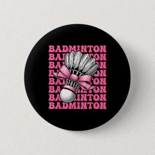 Macaron Rond 5 Cm Coquette Bow Badminton Joueur Shuttle Girl Maman P