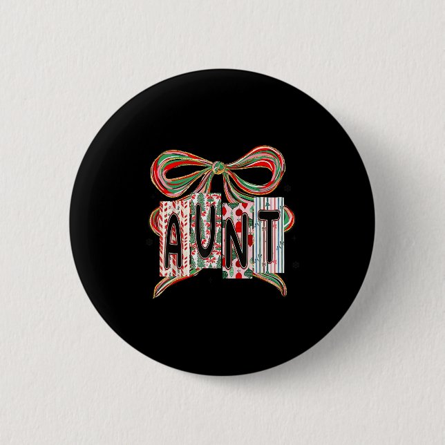 Macaron Rond 5 Cm Coquette Bow Merry Christmas Aunt Grandma Xmas Paj (Devant)