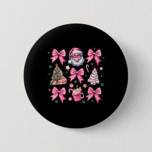 Macaron Rond 5 Cm Coquette de Noël rose mignonne Bow Père Noël Hot C