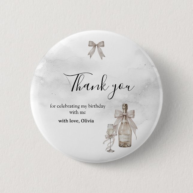 Macaron Rond 5 Cm Coquette noire élégante minimaliste 50 ans (Devant)