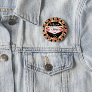 Macaron Rond 5 Cm Coral Casino Chip Birthday Party -DIY City & State