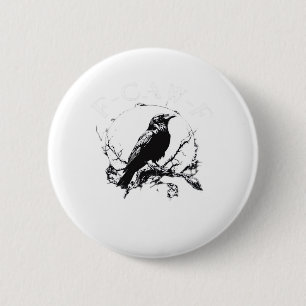 Macaron Rond 5 Cm Corbeau, F-Caw-F Oiseau Drôle Tendance Drôle