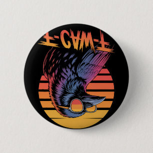 Macaron Rond 5 Cm Corbeau noir F-caw-f Vintage Gothique Humour Adult