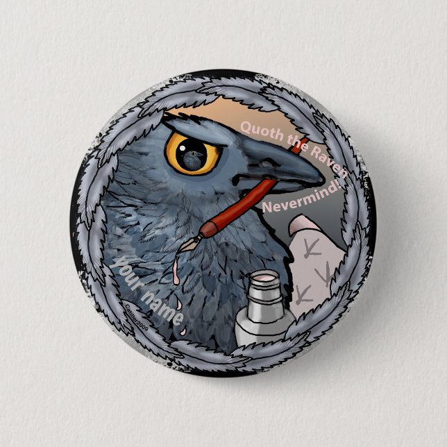 Macaron Rond 5 Cm Corbeau Peu importe  (Devant)