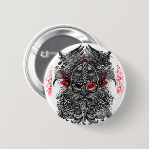 Macaron Rond 5 Cm Corbeaux d'Odin épées Mythologie Viking drapeau Ca