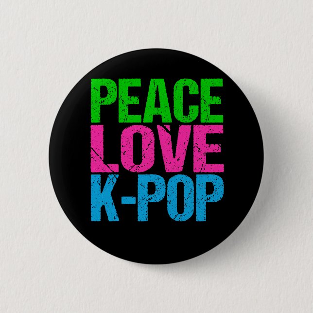 Macaron Rond 5 Cm Corée Pop Music Peace Love K-Pop (Devant)