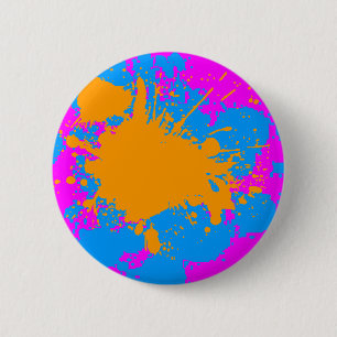 Macaron Rond 5 Cm Corey Tiger 80s Retro Paint Splatter (Multicolor)