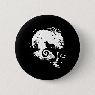 Macaron Rond 5 Cm Corgi Chien Et Lune Costume Halloween Amoureux des