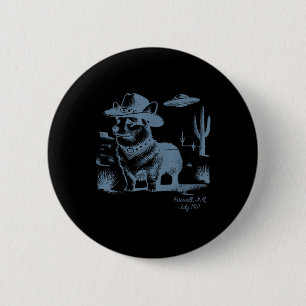 Macaron Rond 5 Cm Corgi Cowboy Cowgirl Vintage Ufo Western Pays D