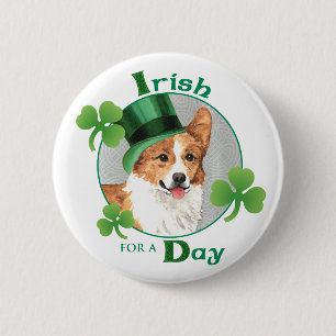 Macaron Rond 5 Cm Corgi de Gallois de Pembroke du jour de St Patrick