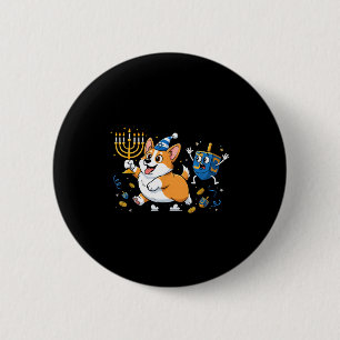 Macaron Rond 5 Cm Corgi Drôle Toupie de Hanoukka Menorah Enfants Fem