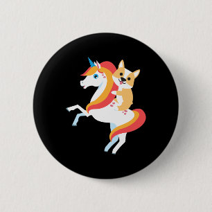 Macaron Rond 5 Cm Corgi équitation Unicorn mignon chien drôle Coût d