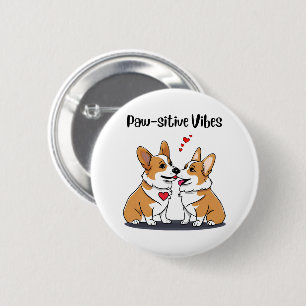 Macaron Rond 5 Cm Corgis Vibes en Amour