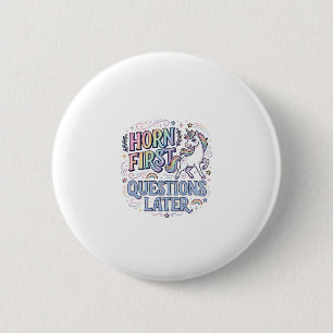 Macaron Rond 5 Cm Corne de Licorne Premières Questions Plus Tard Ado