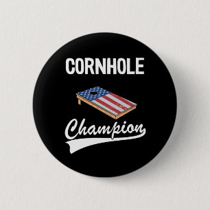 Macaron Rond 5 Cm Cornhole Champion Américain Drapeau Bean Bag Board