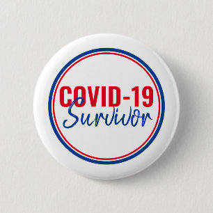 Macaron Rond 5 Cm Coronavirus rouge bleu pandémique Covid-19 Surviva