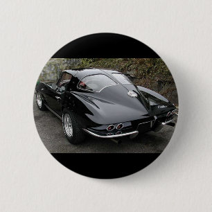 Macaron Rond 5 Cm Corvette Classic Black Split Fenêtre