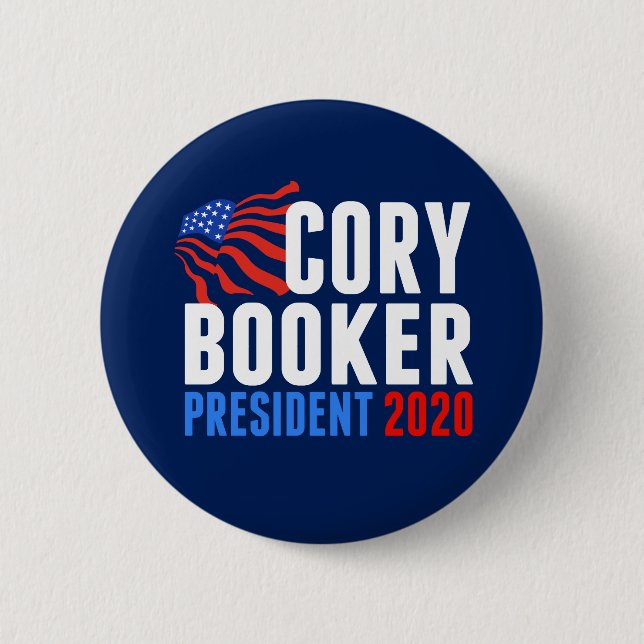 Macaron Rond 5 Cm Cory Booker pour Président 2020 (Devant)