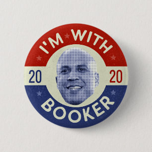 Macaron Rond 5 Cm Cory Booker President 2020 Democrat Photo Retro