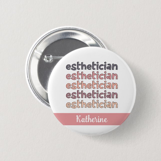 Macaron Rond 5 Cm Cosmetologue Esthéticien Personnalisé Beautician (Devant & derrière)