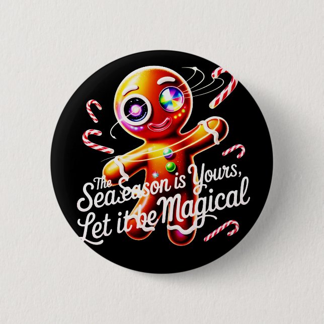 Macaron Rond 5 Cm Cosmic Gingerbread Pin Buttons Set Magical Holiday (Devant)