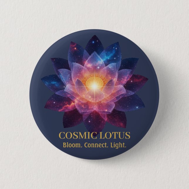 Macaron Rond 5 Cm Cosmic Lotus Flower | Galaxy Bloom Energy (Devant)