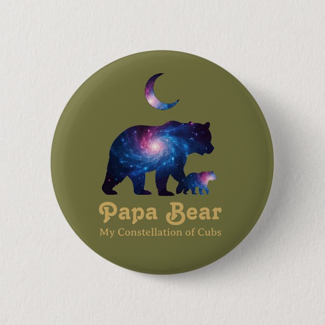 Macaron Rond 5 Cm Cosmic Papa Bear & Cub (Devant)