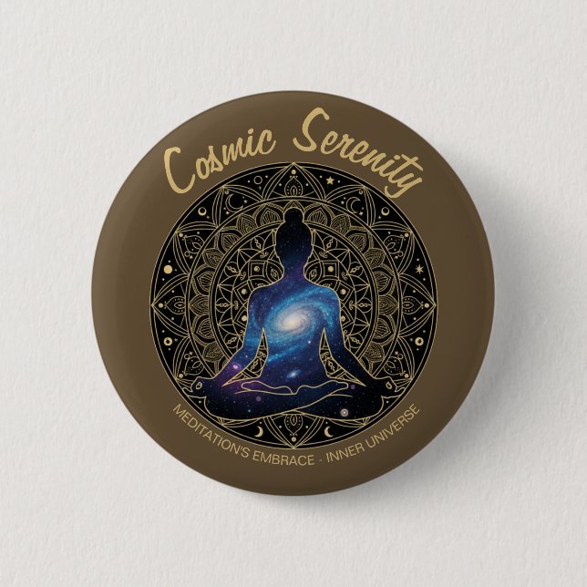 Macaron Rond 5 Cm Cosmic Serenity Meditation – Galaxy Mandala  (Devant)