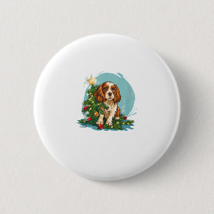 Macaron Rond 5 Cm Costume de chien festif amusant avec Noël décoré