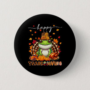 Macaron Rond 5 Cm Costume de grenouille de Thanksgiving heureux Dind