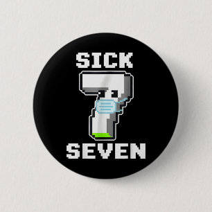 Macaron Rond 5 Cm Costume de Halloween Fun Sick Seven Pixel Meme Wor