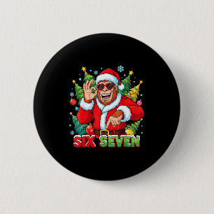 Macaron Rond 5 Cm Costume de Noël Sasquatch 67 Bigfoot Six Seven Mèm